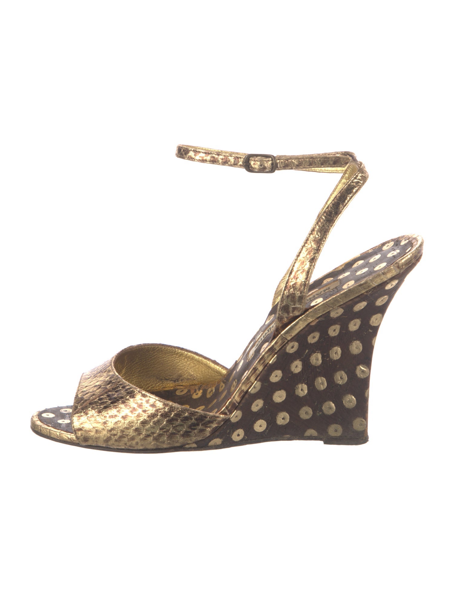 Manolo Blahnik Polka Dot Print Sandals
