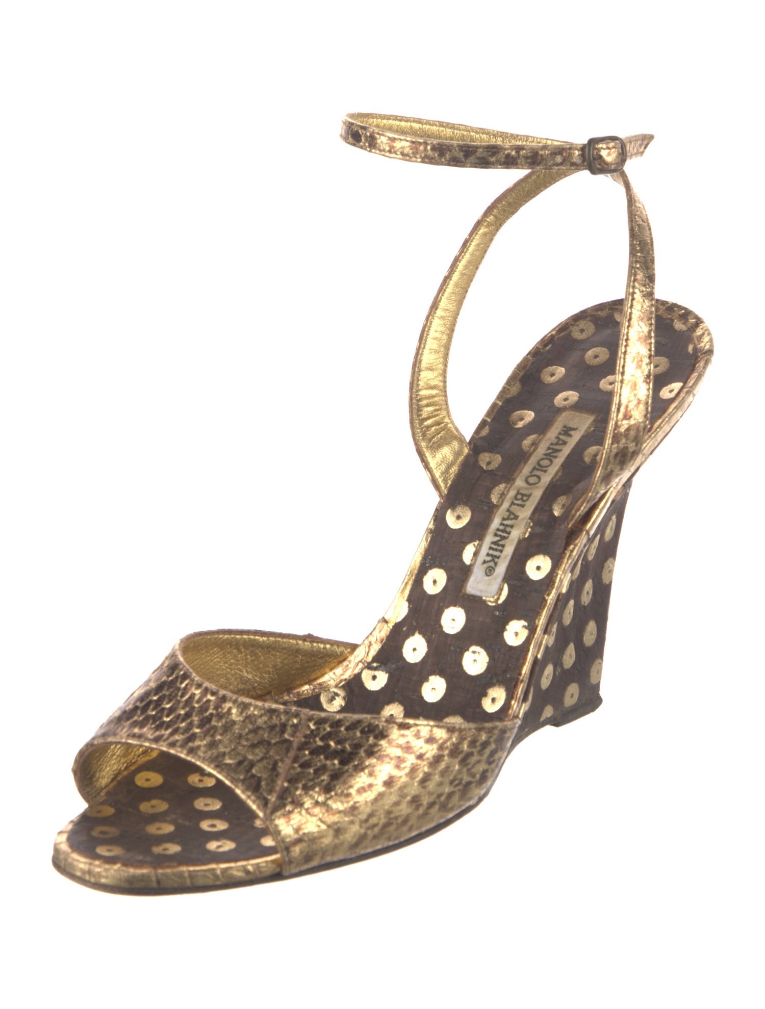 Manolo Blahnik Polka Dot Print Sandals