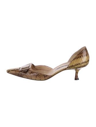 Manolo Blahnik Python Animal Print D'Orsay Pumps
