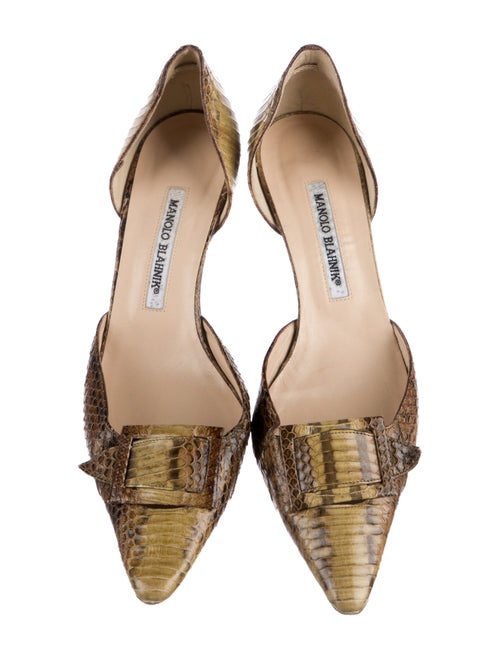 Manolo Blahnik Python Animal Print D'Orsay Pumps