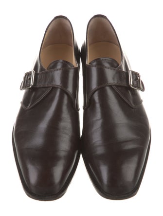 Manolo Blahnik Leather Monk Straps