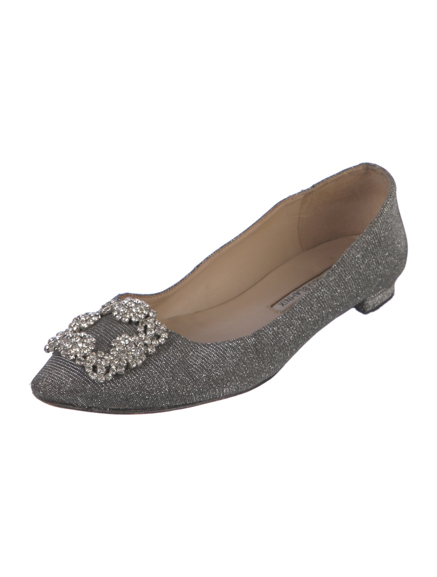 Manolo Blahnik Glitter Crystal Embellishments Flats