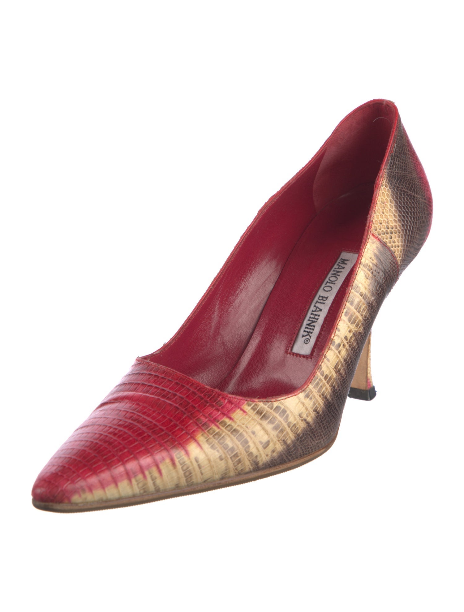 Manolo Blahnik Leather Animal Print Pumps