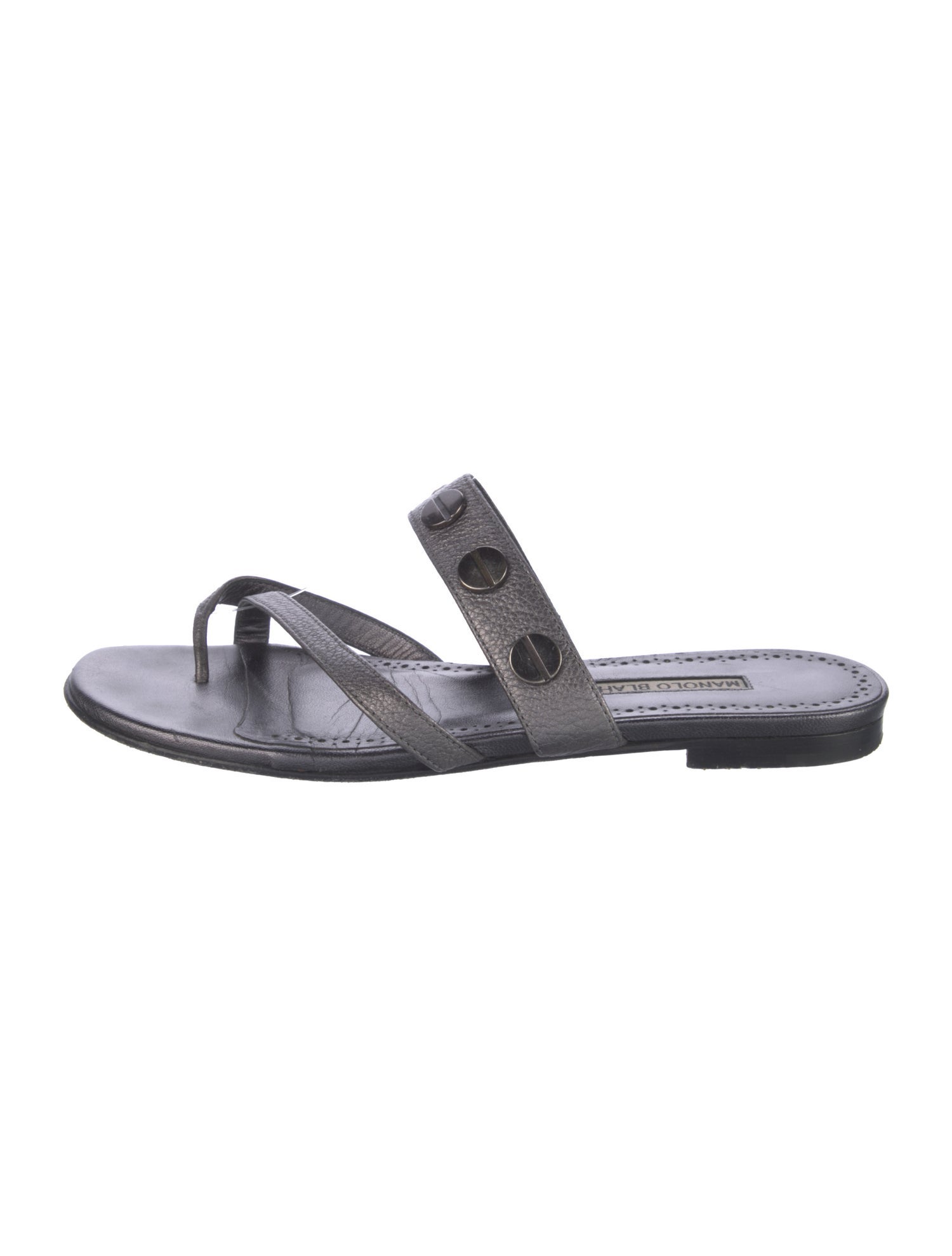 Manolo Blahnik Susa Leather Slides