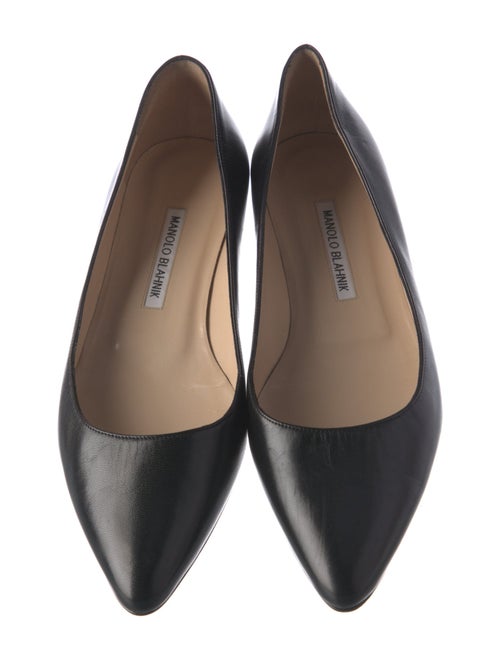 Manolo Blahnik Leather Crystal Embellishments Ballet Flats