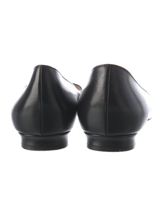 Manolo Blahnik Leather Crystal Embellishments Ballet Flats