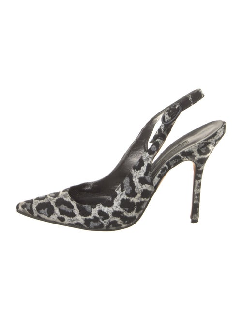 Manolo Blahnik Canvas Animal Print Slingback Pumps