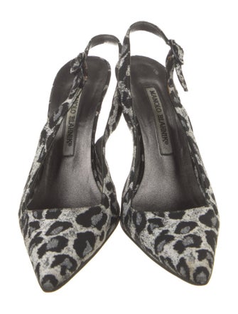 Manolo Blahnik Canvas Animal Print Slingback Pumps