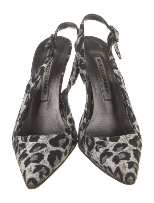 Manolo Blahnik Canvas Animal Print Slingback Pumps