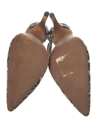 Manolo Blahnik Canvas Animal Print Slingback Pumps