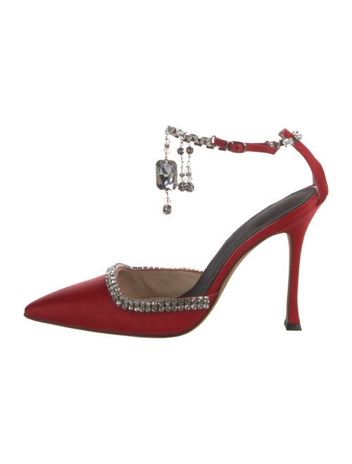 Manolo Blahnik Satin Crystal Embellishments Mules