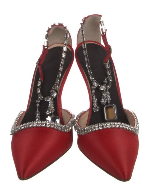 Manolo Blahnik Satin Crystal Embellishments Mules