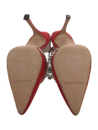 Manolo Blahnik Satin Crystal Embellishments Mules