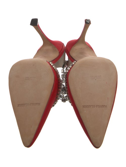 Manolo Blahnik Satin Crystal Embellishments Mules