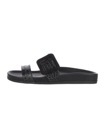 Manolo Blahnik Mayfu Leather Slides