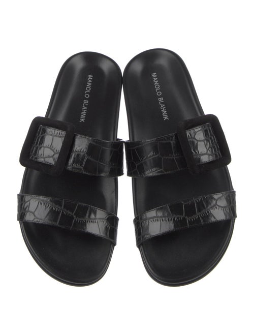 Manolo Blahnik Mayfu Leather Slides