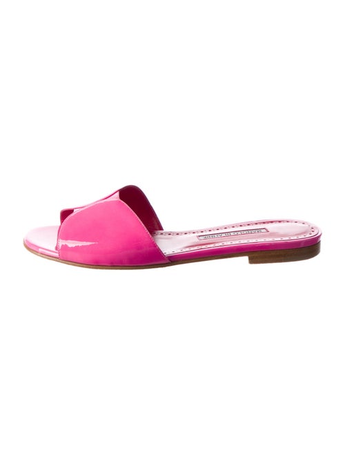 Manolo Blahnik Houramu Patent Leather Slides