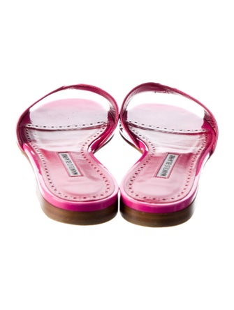 Manolo Blahnik Houramu Patent Leather Slides