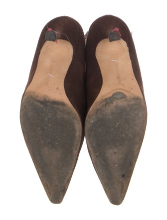 Manolo Blahnik Suede Scalloped Accent Boots