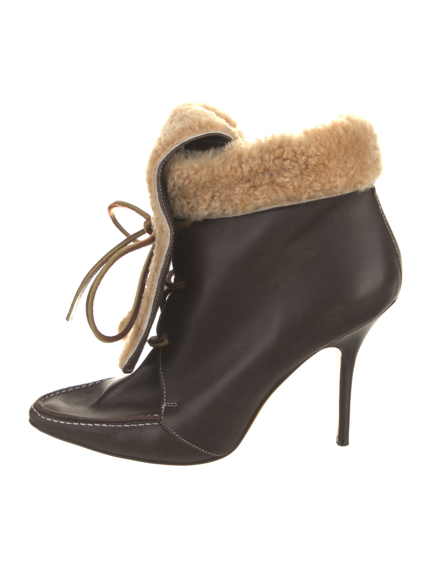 Manolo Blahnik Leather Patterned Lace-Up Boots