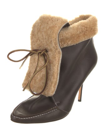 Manolo Blahnik Leather Patterned Lace-Up Boots