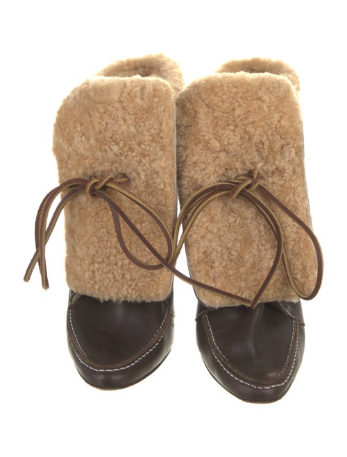 Manolo Blahnik Leather Patterned Lace-Up Boots