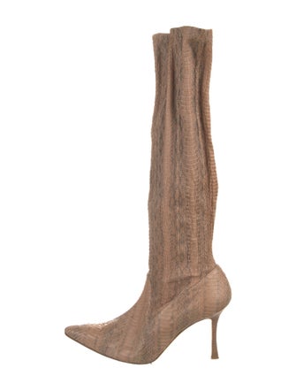 Manolo Blahnik Snakeskin Animal Print Boots