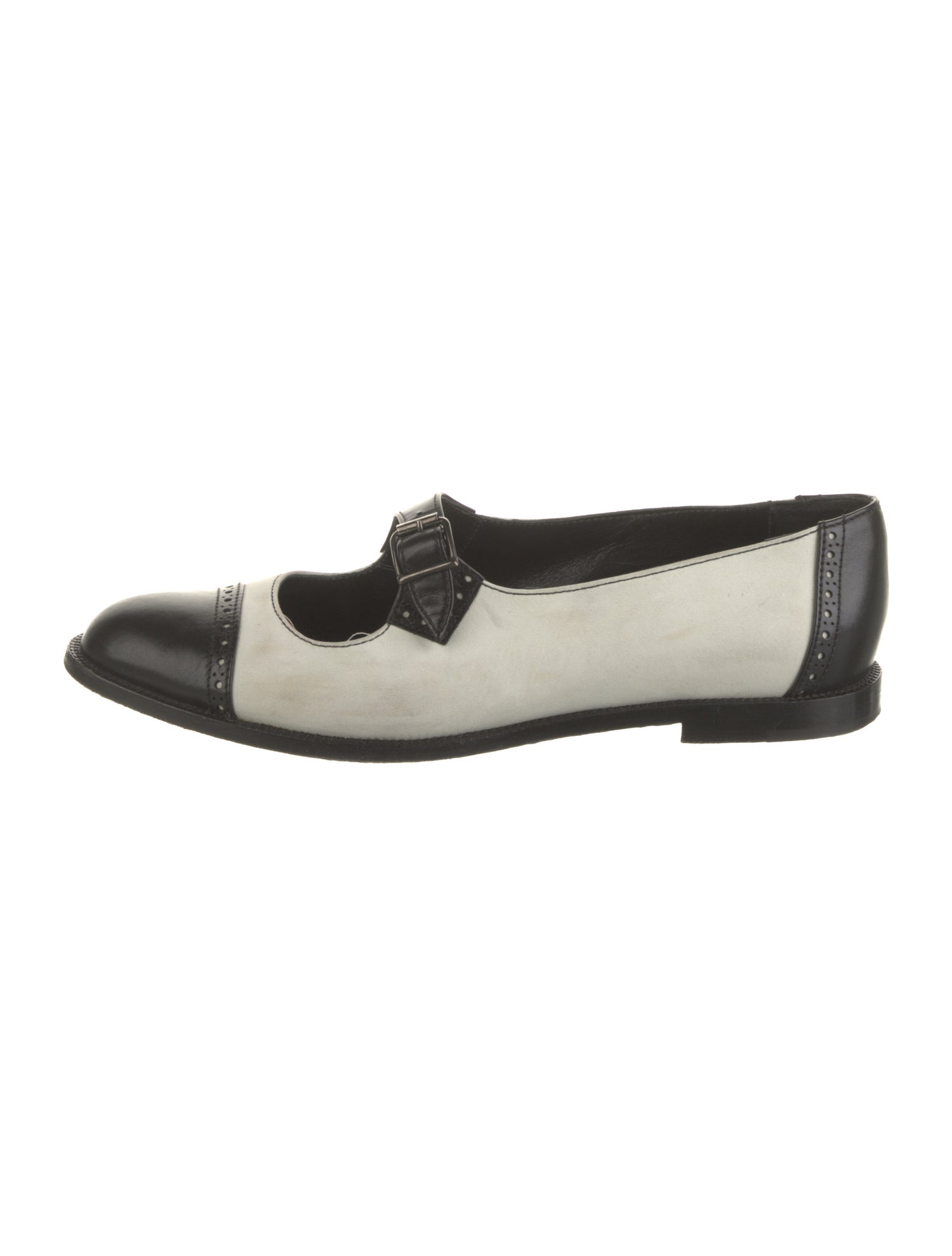 Manolo Blahnik Leather Colorblock Pattern Mary Jane Flats