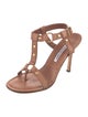 Manolo Blahnik Leather Studded Accents T-Strap Sandals
