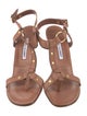 Manolo Blahnik Leather Studded Accents T-Strap Sandals