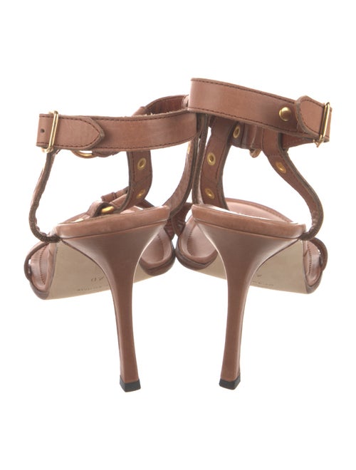 Manolo Blahnik Leather Studded Accents T-Strap Sandals