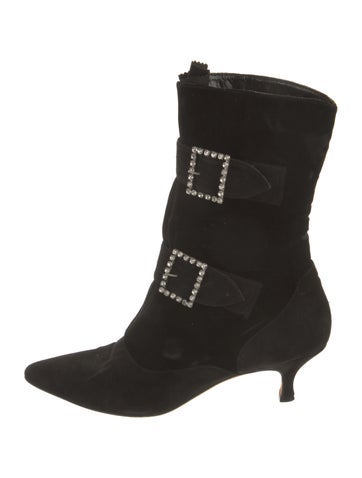 Manolo Blahnik Pumps Velvet Crystal Embellishments IT 38.5 | 8.5