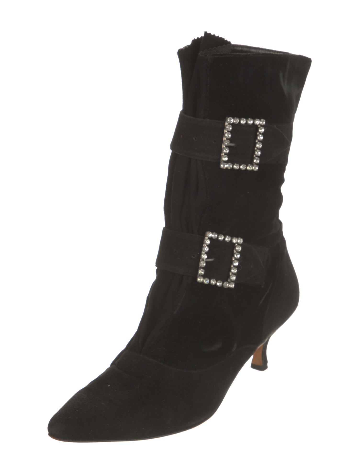 Manolo Blahnik Velvet Crystal Embellishments Pumps