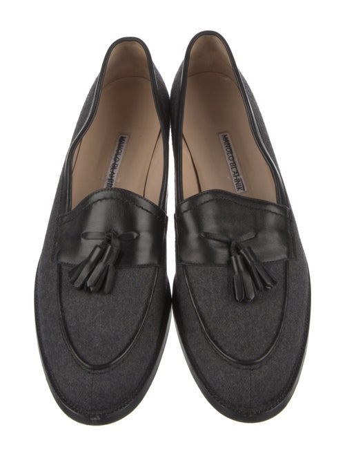Manolo Blahnik Wool Tassel Accents Loafers