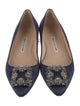 Manolo Blahnik Satin Crystal Embellishments Flats