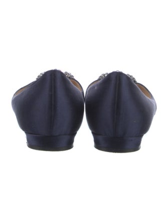 Manolo Blahnik Satin Crystal Embellishments Flats