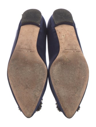 Manolo Blahnik Satin Crystal Embellishments Flats