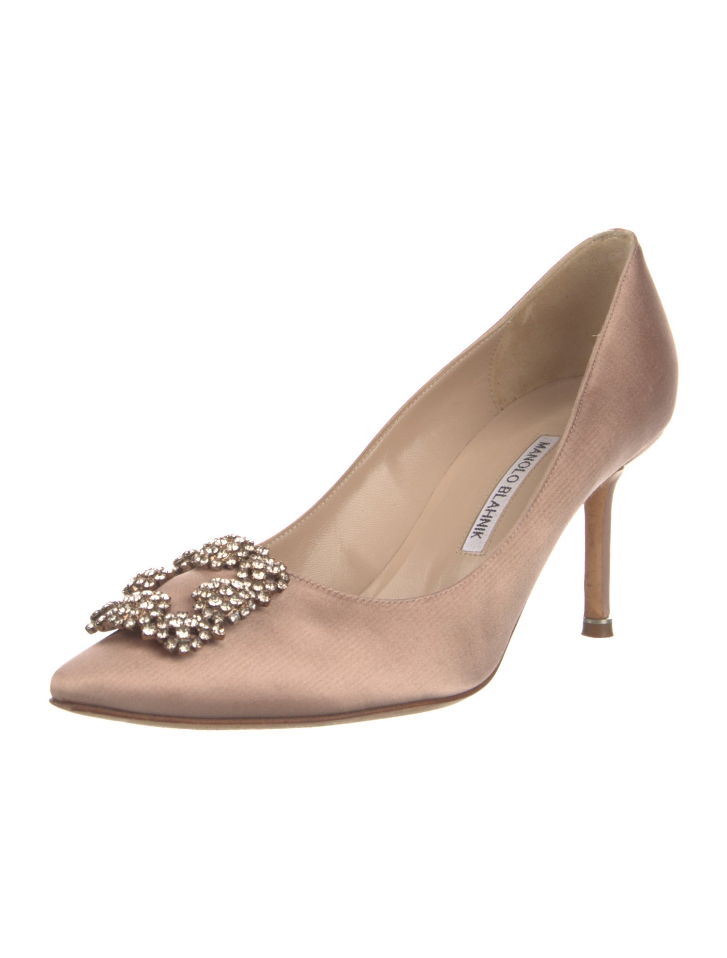 Manolo Blahnik Satin Crystal Embellishments Pumps