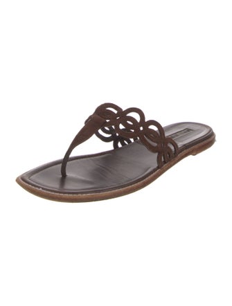 Manolo Blahnik Suede Flip Flops