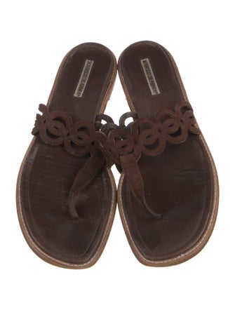 Manolo Blahnik Suede Flip Flops