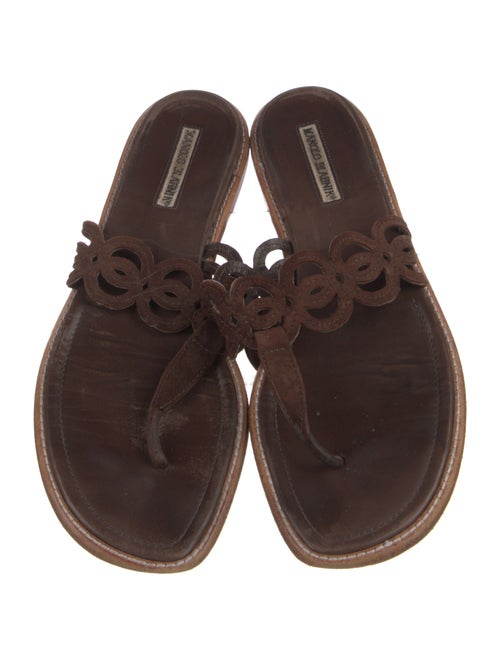 Manolo Blahnik Suede Flip Flops
