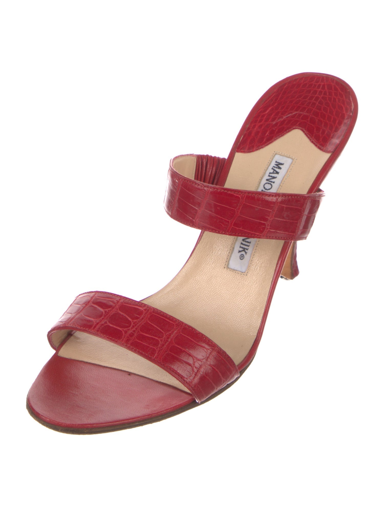 Manolo Blahnik Scolto Leather Slides