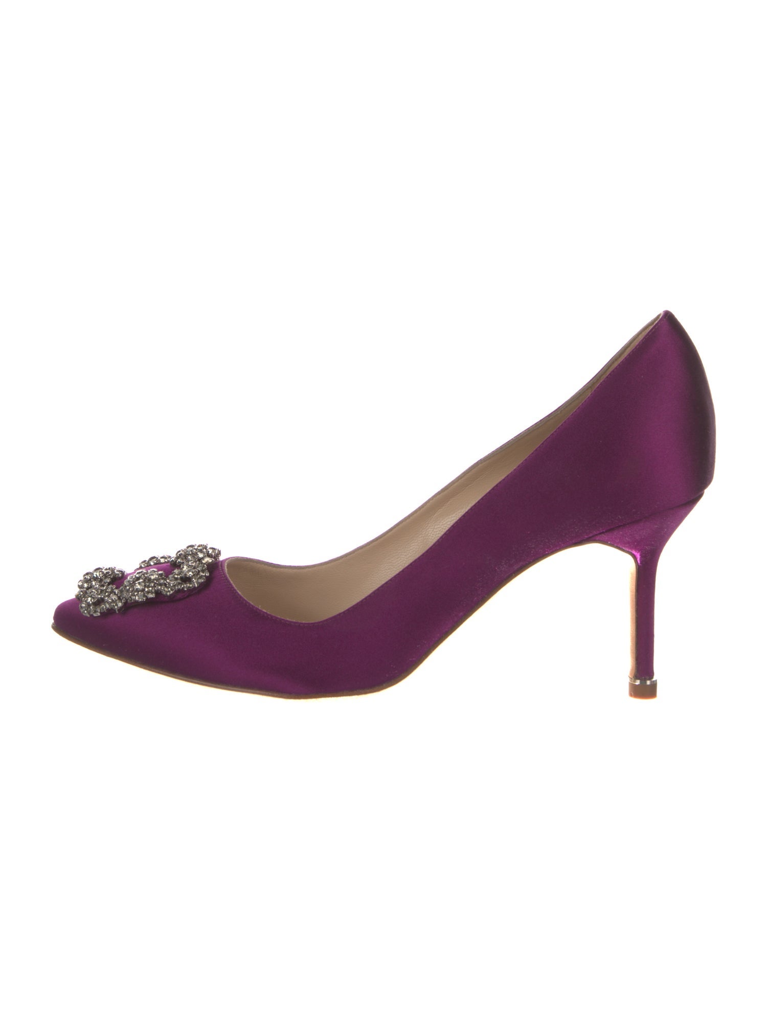 Manolo Blahnik Satin Crystal Embellishments Pumps