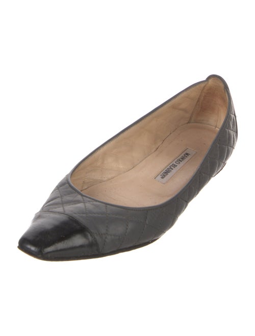Manolo Blahnik Quilted Pattern Leather Ballet Flats