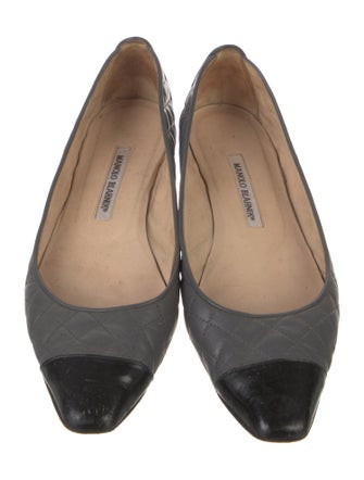 Manolo Blahnik Quilted Pattern Leather Ballet Flats