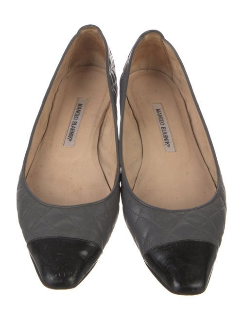 Manolo Blahnik Quilted Pattern Leather Ballet Flats