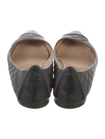 Manolo Blahnik Quilted Pattern Leather Ballet Flats
