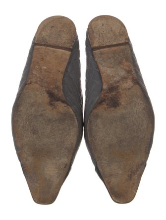 Manolo Blahnik Quilted Pattern Leather Ballet Flats