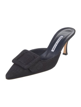Manolo Blahnik Maysale Denim Mules