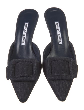 Manolo Blahnik Maysale Denim Mules
